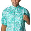 Columbia Men’s Super Tamiami Long Sleeve Shirt(Electric Turquoise Hawaiian Throwback Print)