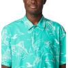 Columbia Men’s Super Tamiami Long Sleeve Shirt(Electric Turquoise Mighty Marlins Print)