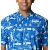 Columbia Men’s Super Tamiami Long Sleeve Shirt(Vivid Blue Anchors Up)