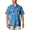 Columbia Men’s Super Tamiami Long Sleeve Shirt(Vivid Blue Freshwater Roots Print)