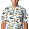 Columbia Men’s Super Tamiami Long Sleeve Shirt(White Watercolor Island Print)