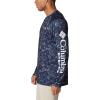 Columbia Mens Super Terminal Tackle Vent Long Sleeve(Collegiate Navy Contour Fish Print)