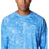 Columbia Mens Super Terminal Tackle Vent Long Sleeve(Harbor Blue Contour Fish Print)