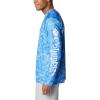 Columbia Mens Super Terminal Tackle Vent Long Sleeve(Harbor Blue Contour Fish Print)