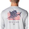 Columbia Mens Terminal Tackle PFG Fins and Stripes Long Sleeve(Cool Grey/Fins & Stripes)