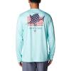 Columbia Mens Terminal Tackle PFG Fins and Stripes Long Sleeve(Gulf Stream/Fins & Stripes)