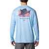 Columbia Mens Terminal Tackle PFG Fins and Stripes Long Sleeve(Sail/Fins & Stripes)
