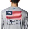 Columbia Mens Terminal Tackle PFG Fish Star Long Sleeve(Cool Grey/Collegiate Navy Trout)