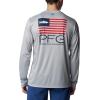 Columbia Mens Terminal Tackle PFG Fish Star Long Sleeve(Cool Grey/Collegiate Navy Trout)
