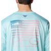 Columbia Mens Terminal Tackle PFG Fish Star Long Sleeve(Gulf Stream/Canyon Blue Marlin Gradient)