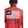 Columbia Mens Terminal Tackle PFG Fish Star Long Sleeve(Sunset Red/Collegiate Navy Marlin)