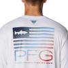 Columbia Mens Terminal Tackle PFG Fish Star Long Sleeve(White/Coll Navy Trout Gradient)