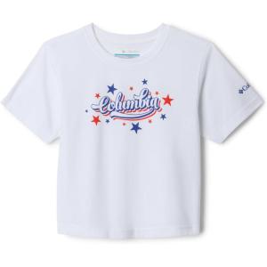 Columbia Girls La Poudre Pass Short Sleeve Tee(White/Elevated Patriot)