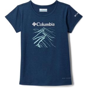 Columbia Girls Tech Trail Short Sleeve Graphic Shirt(Collegiate Navy Heather/Ridge Line Life)