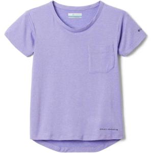 Columbia Girls Tech Trail Short Sleeve Tee(Morning Mist Heather/Paisley Purple Heather)