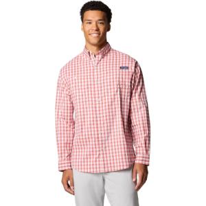 Columbia Men’s PFG Tamiami II UPF 40 Long Sleeve Fishing Shirt(Dusty Crimson Gradient Check)