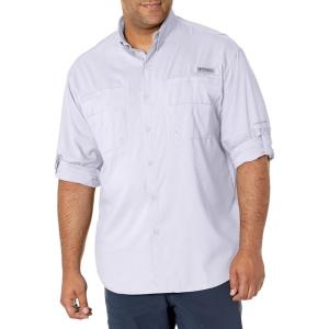 Columbia Men’s PFG Tamiami II UPF 40 Long Sleeve Fishing Shirt(White – Legacy)