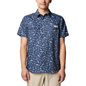 Columbia Mens PFG Uncharted Printed Short Sleeve Shirt(Nocturnal Cast N Blast)
