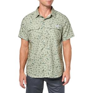 Columbia Mens PFG Uncharted Printed Short Sleeve Shirt(Smokey Sage Cast N Blast)
