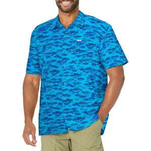 Columbia Men’s Super Tamiami Long Sleeve Shirt(Blue Macaw Bigmouth Print)