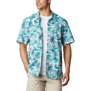 Columbia Men’s Super Tamiami Long Sleeve Shirt(Bright Aqua Polynesian Print)