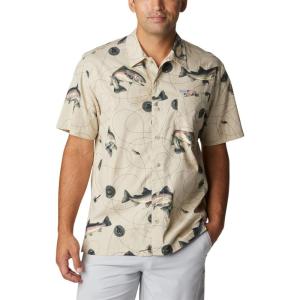 Columbia Men’s Super Tamiami Long Sleeve Shirt(Fossil Freshwater Dryfly Print)