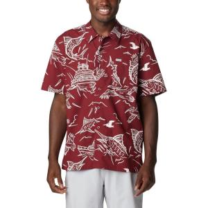 Columbia Men’s Super Tamiami Long Sleeve Shirt(Red Jasper Mighty Marlins Print)