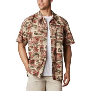 Columbia Men’s Super Tamiami Long Sleeve Shirt(Red Spark Polynesian Print)