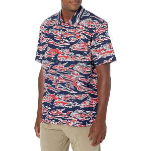 Columbia Men’s Super Tamiami Long Sleeve Shirt(Red Spark Rough Waves Print)