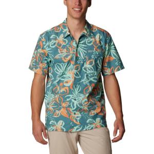 Columbia Men’s Super Tamiami Long Sleeve Shirt(Tranquil Teal Wildwaters Print)