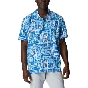 Columbia Men’s Super Tamiami Long Sleeve Shirt(Vivid Blue Punked Fish)