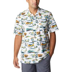 Columbia Men’s Super Tamiami Long Sleeve Shirt(White Watercolor Island Print)