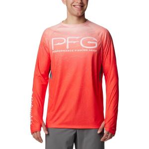 Columbia Mens Super Terminal Tackle Vent Long Sleeve(Bright Poppy Terminal Techcamo/City Grey)