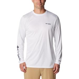 Columbia Mens Terminal Tackle PFG Fins and Stripes Long Sleeve(White/Fins & Stripes)