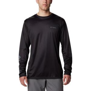 Columbia Mens Terminal Tackle PFG Fish Star Long Sleeve(Black/Graphite Marlin)