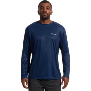 Columbia Mens Terminal Tackle PFG Fish Star Long Sleeve(Collegiate Navy/White Trout)