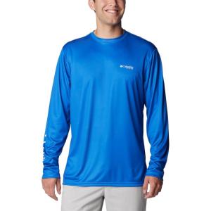 Columbia Mens Terminal Tackle PFG Fish Star Long Sleeve(Vivid Blue/Coll Navy Marlin Gradient)