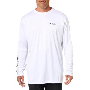 Columbia Mens Terminal Tackle PFG Fish Star Long Sleeve(White/Collegiate Navy Marlin)