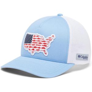 Columbia Unisex-Adult PFG Statetriot Mesh Ball Cap(Agate Blue/Red Spark/Usa Patch)
