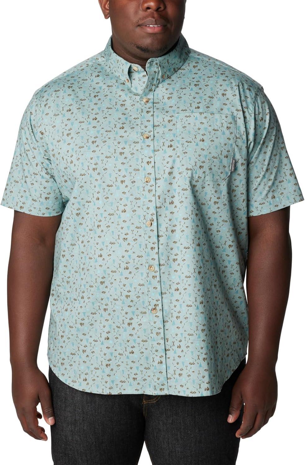 imageColumbia Mens Rapid Rivers II Short Sleeve ShirtStone BlueMakin Tracks Print