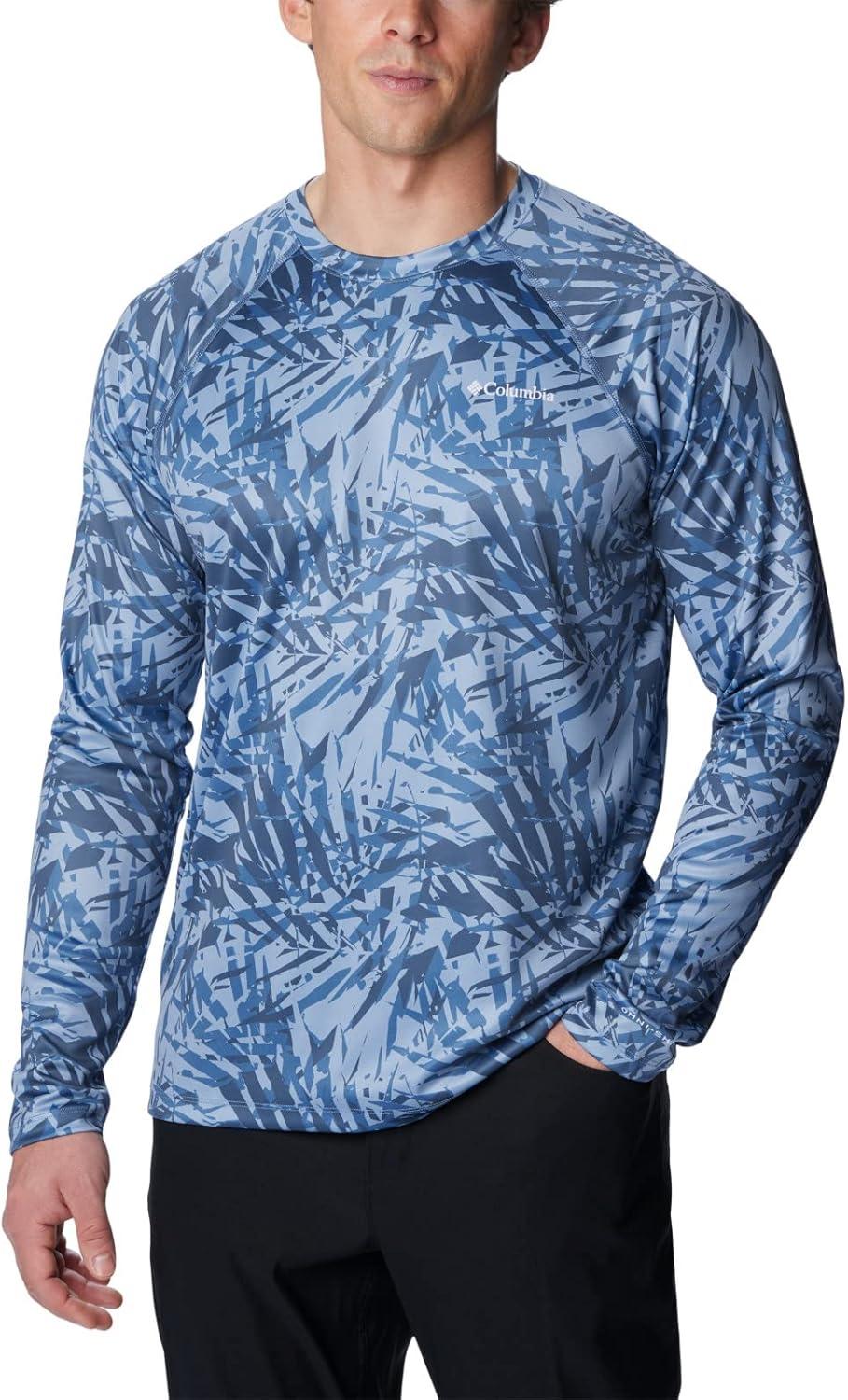 imageColumbia Mens Summerdry Printed Long SleeveBluestone Dye Palms Tonal