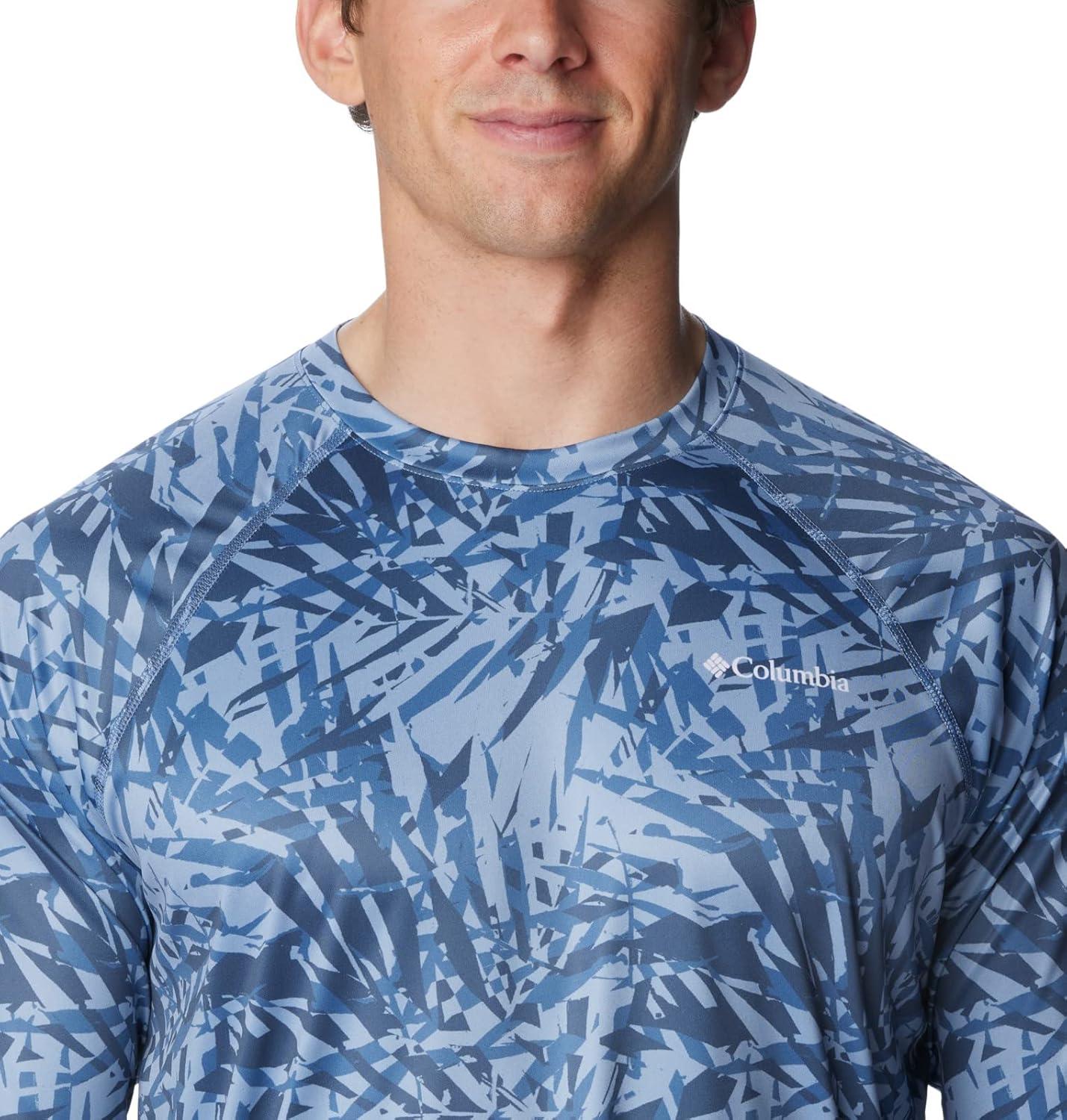 imageColumbia Mens Summerdry Printed Long SleeveBluestone Dye Palms Tonal