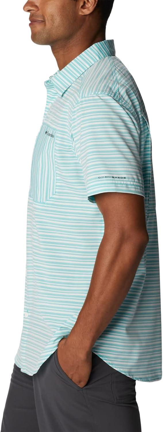 imageColumbia Mens Twisted Creek II Short Sleeve ShirtBright Aqua Basic Stripe