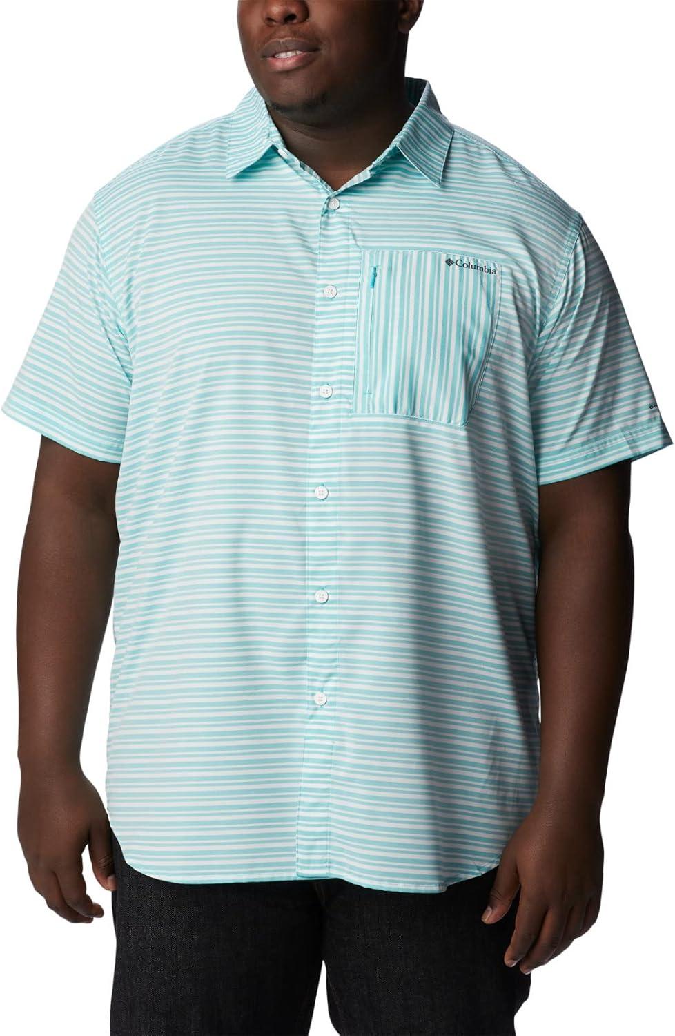 imageColumbia Mens Twisted Creek II Short Sleeve ShirtBright Aqua Basic Stripe