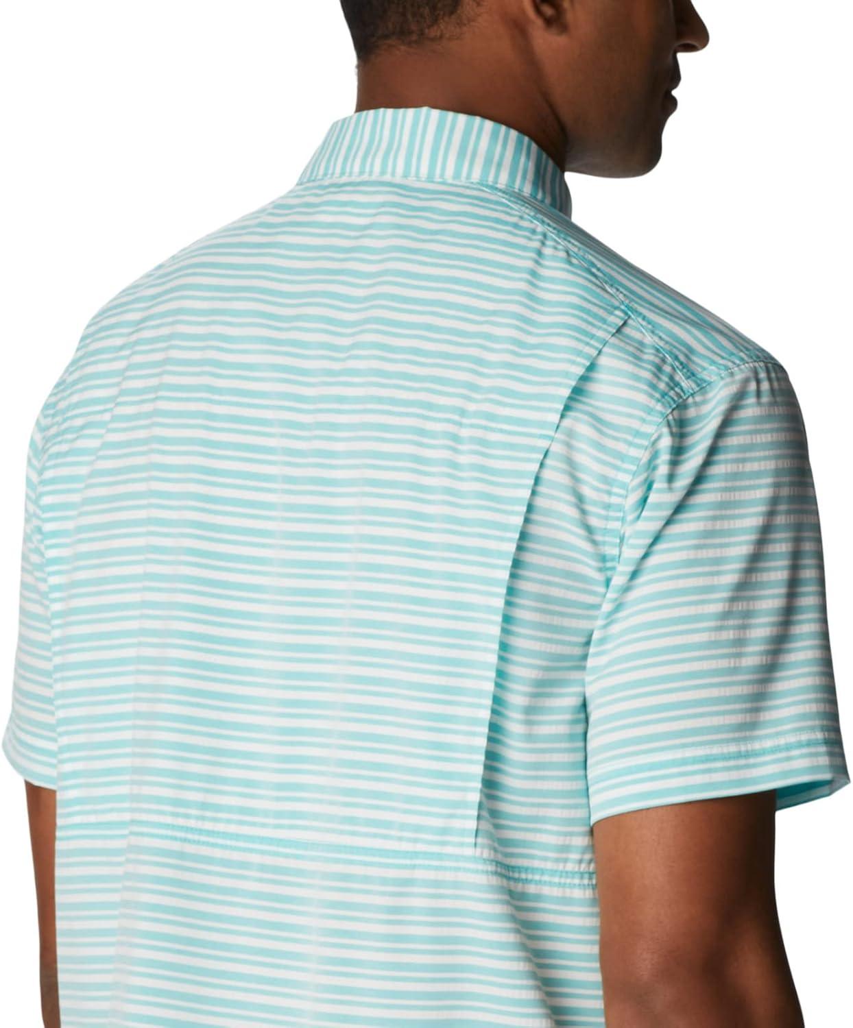 imageColumbia Mens Twisted Creek II Short Sleeve ShirtBright Aqua Basic Stripe
