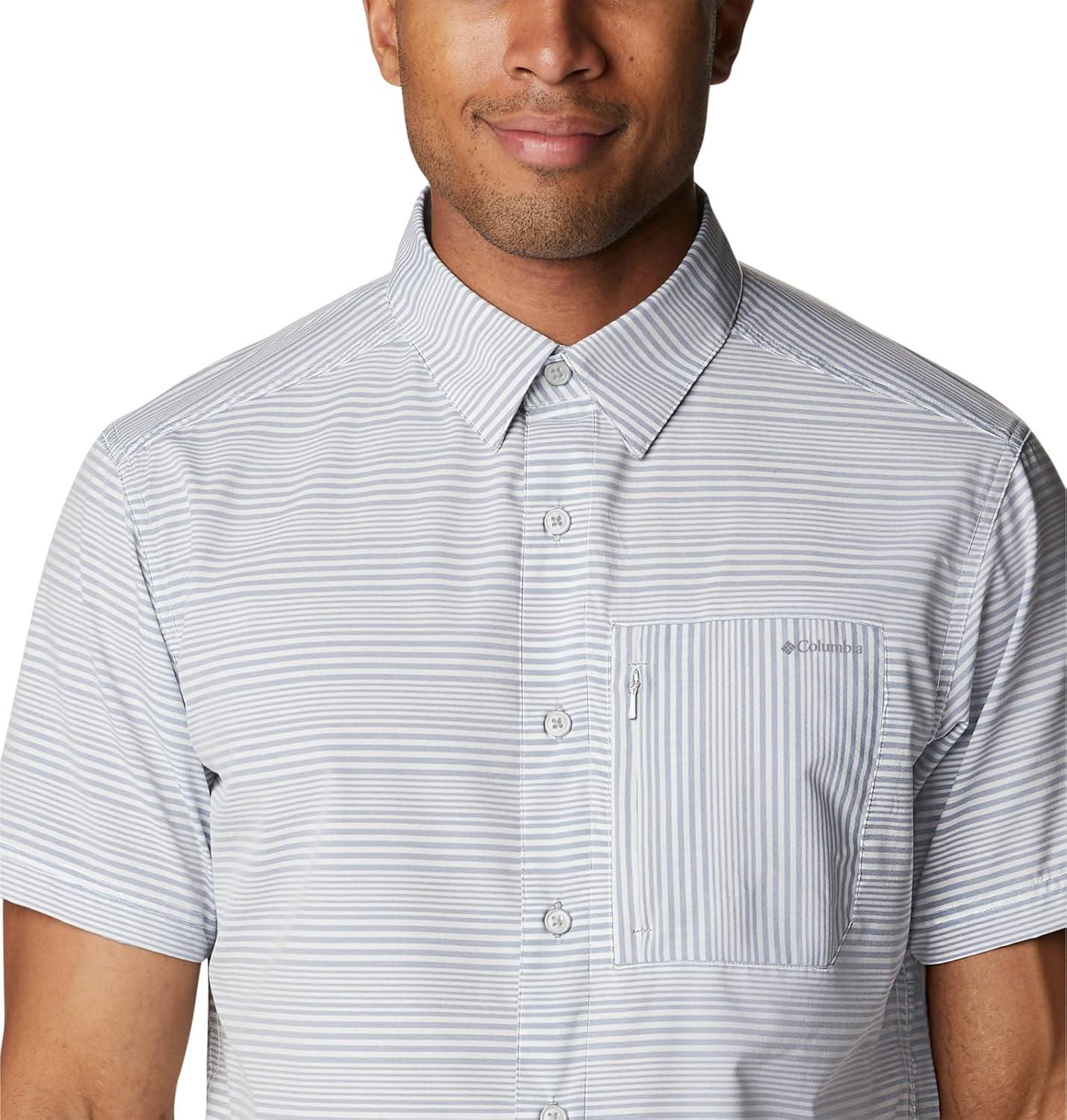 imageColumbia Mens Twisted Creek II Short Sleeve ShirtCollegiate Navy Wave Crest Stripe