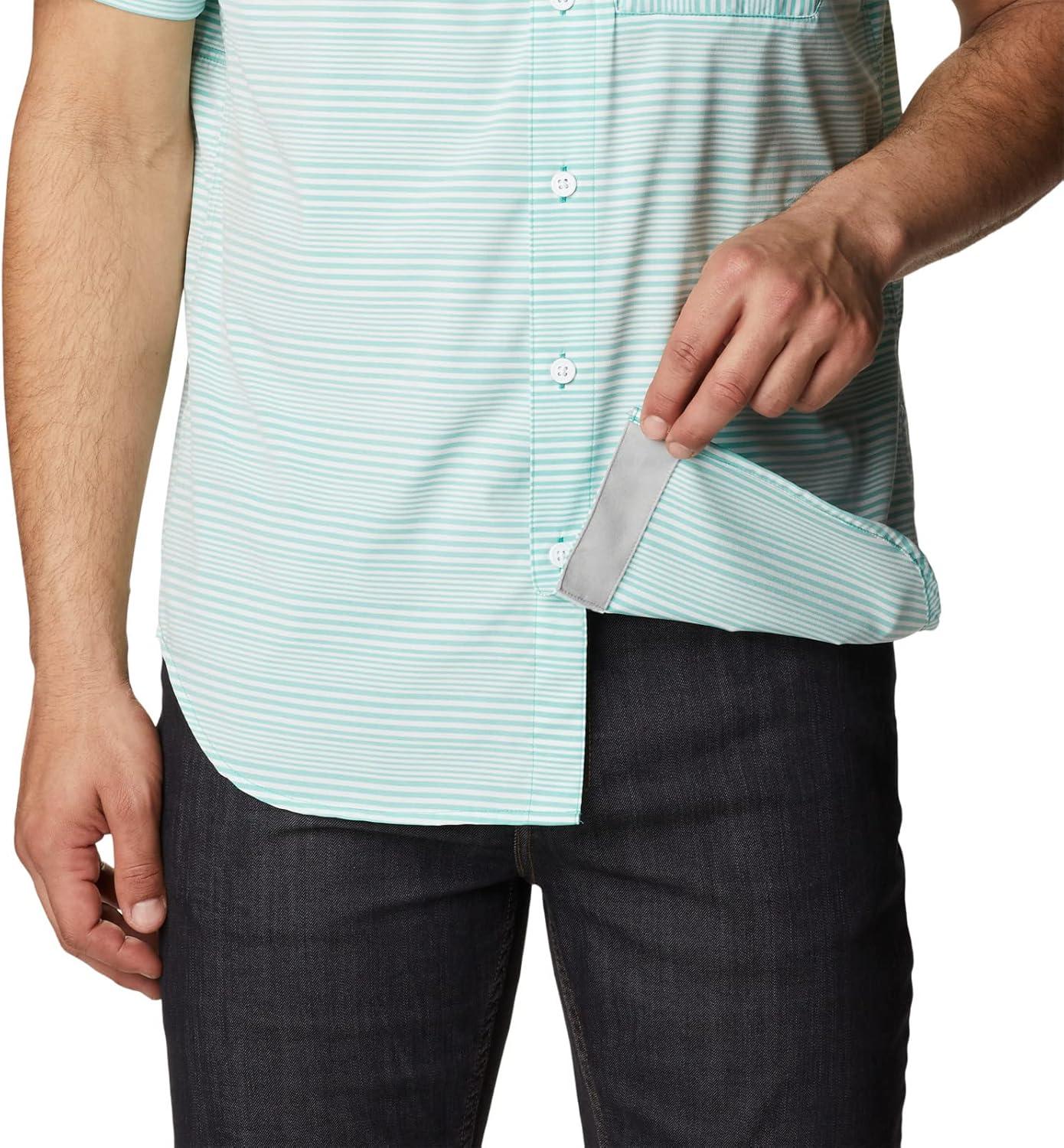 imageColumbia Mens Twisted Creek II Short Sleeve ShirtElectric Turquoise Wave Crest Stripe