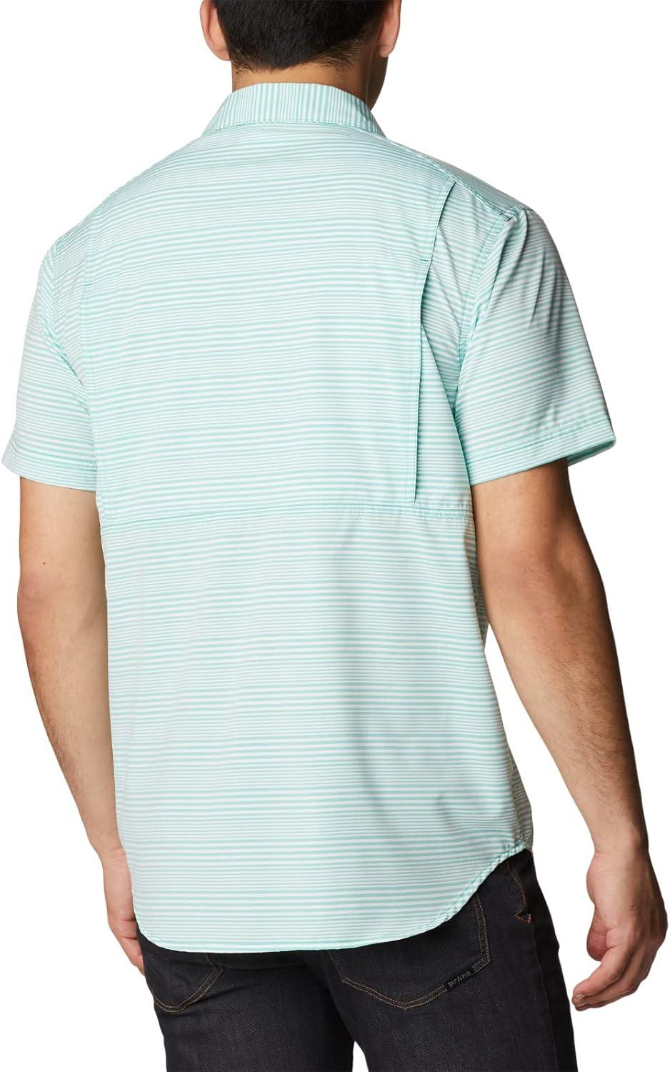 imageColumbia Mens Twisted Creek II Short Sleeve ShirtElectric Turquoise Wave Crest Stripe