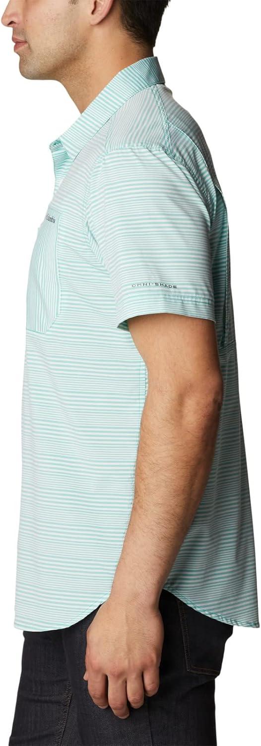 imageColumbia Mens Twisted Creek II Short Sleeve ShirtElectric Turquoise Wave Crest Stripe