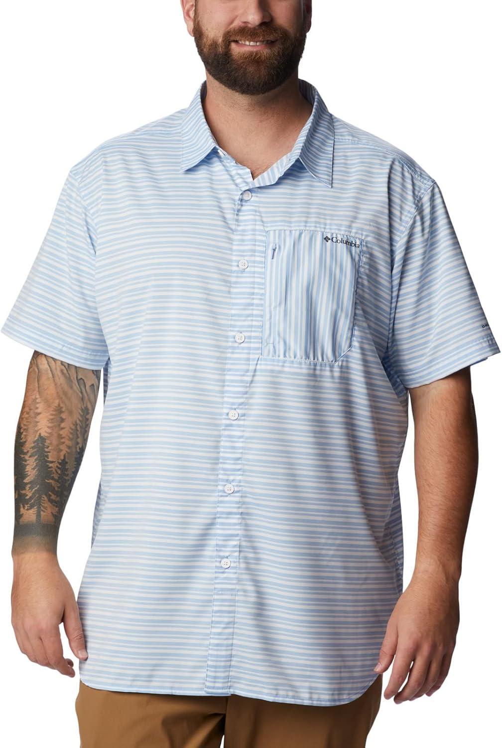 imageColumbia Mens Twisted Creek II Short Sleeve ShirtJet Stream Basic Stripe